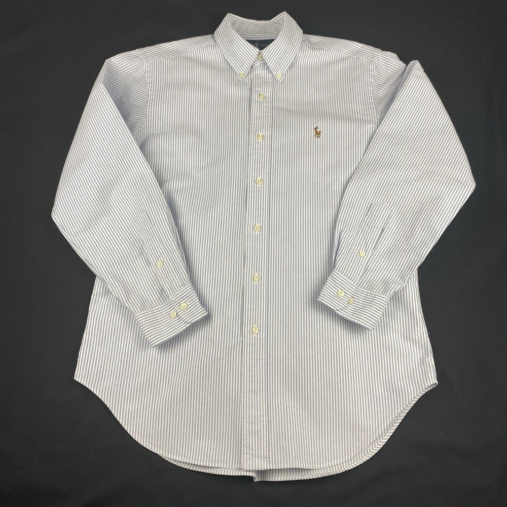 Ralph Lauren Oxford Shirt Mens 15.5-32/33 Blue/White Stripes Classic Fit - Picture 3 of 7